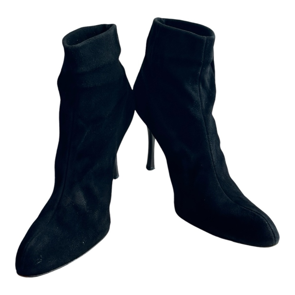 Bally Women's Suede Heeled Ankle Boots Black Size 9.5 - Picture 2 of 11